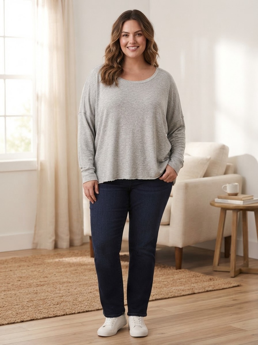 NWT Colsie Heather Grey Crew Neck Fleece Sweatshirt, raw edge hem size 3X.